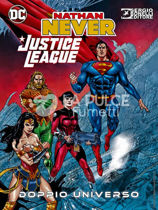 NATHAN NEVER /JUSTICE LEAGUE 0: DOPPIO UNIVERSO - COVER JUSTICE