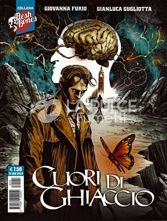 COSMO SERIE BLU # 124 - COLLANA FLESH & BONES 1 - CUORI DI GHIACCIO