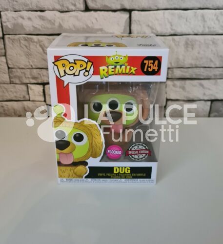DISNEY PIXAR REMIX: DUG VINYL FIGURE # 754 - POP FUNKO SPECIAL EDITION FLOCKED
