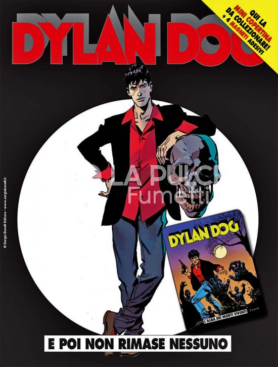 DYLAN DOG ORIGINALE # 440: E POI NON RIMASE NESSUNO - MINI COPERTINE COVER A (DYLAN DOG 1: L'ALBA DEI MORTI VIVENTI) + 4 MAGNETI ADESIVI