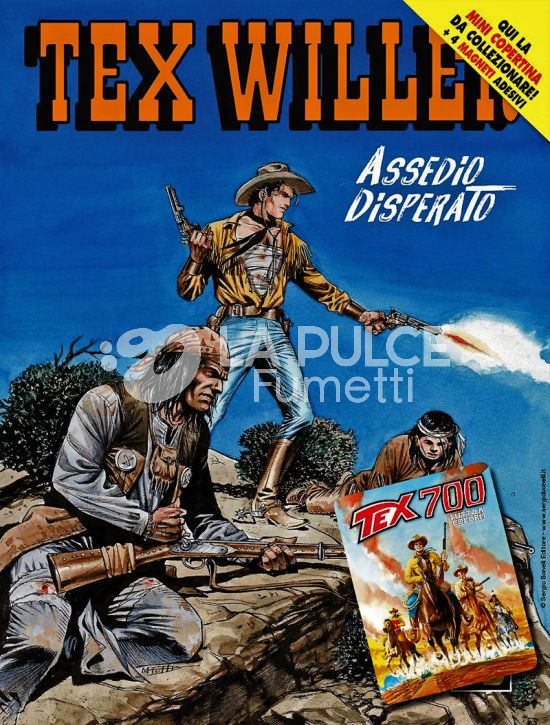 TEX WILLER # 55: ASSEDIO DISPERATO - MINI COPERTINE COVER B (TEX 700) + 4 MAGNETI ADESIVI