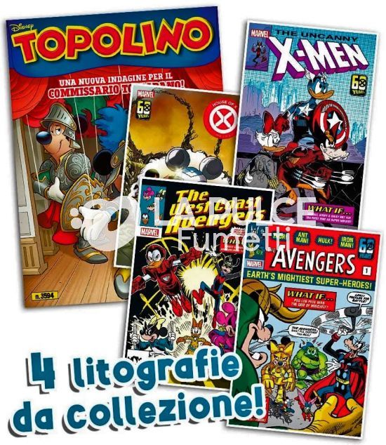 TOPOLINO LIBRETTO 3594 +3595+3596+ LITOGRAFIE MARVEL 2A SERIE 1/12 COMPLETE