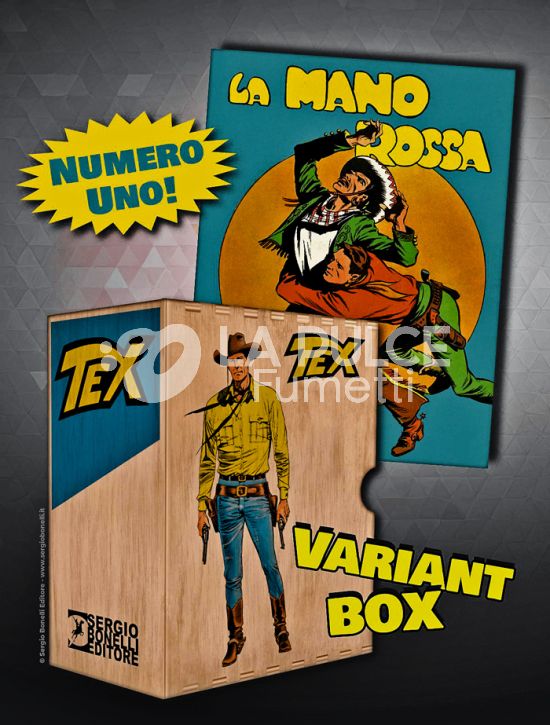 TEX GIGANTE #     1: LA MANO ROSSA - VARIANT LOGO GIALLO + BOX IN LEGNO