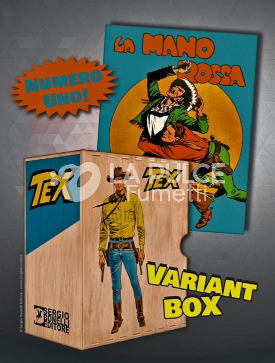 TEX GIGANTE # 1: LA MANO ROSSA - VARIANT LOGO ARANCIONE + BOX IN LEGNO