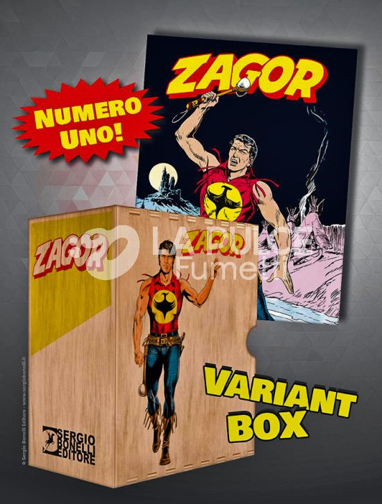ZENITH # 52 - ZAGOR 1: ZAGOR - VARIANT - LOGO GIALLO + BOX IN LEGNO